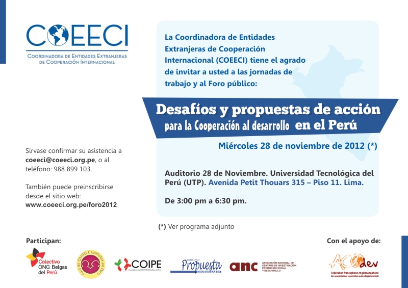 COOPERACIÓN SE REUNIRÁ EN LIMA PARA DEBATIR LOS NUEVOS DESAFÍOS FRENTE A LA CRISIS INTERNACIONAL