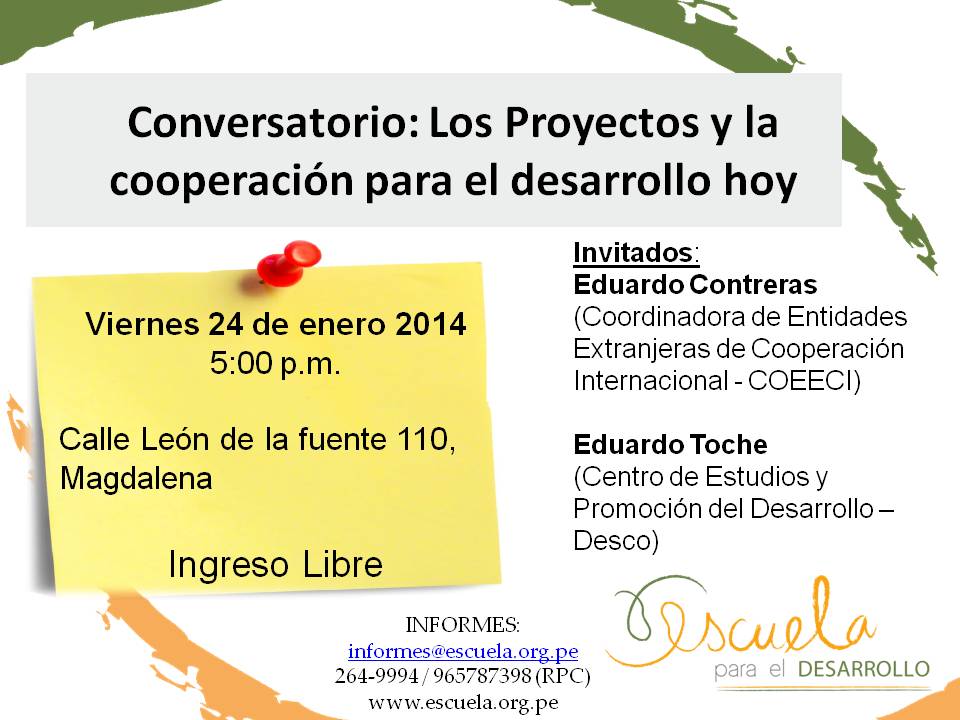 CONVERSATORIO: Los proyectos y la cooperación para el desarrollo de hoy.