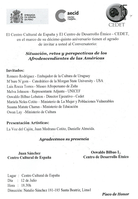 Conversatorio: Situación, retos y perspectivas de los afrodescendientes de las Américas