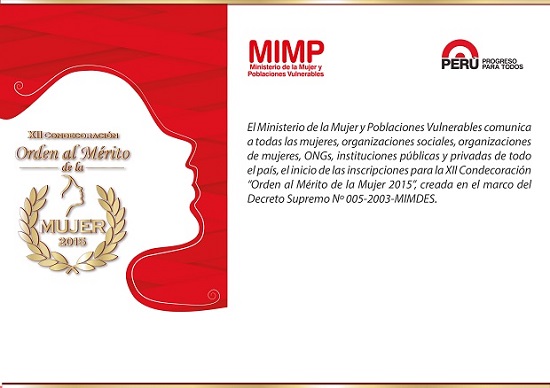 XII Condecoración "Orden al Mérito de la Mujer 2015"