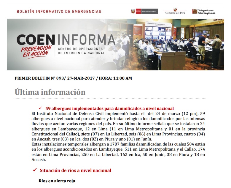 Boletin Informativo Emergencia 93