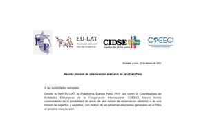 Carta: Misión de observación electoral de la UE en Perú